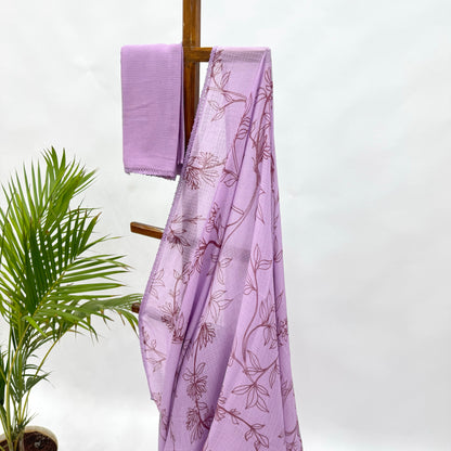 Lavender Foliole Outline Kota Saree