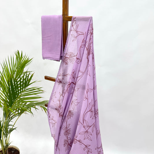 Lavender Foliole Outline Kota Saree
