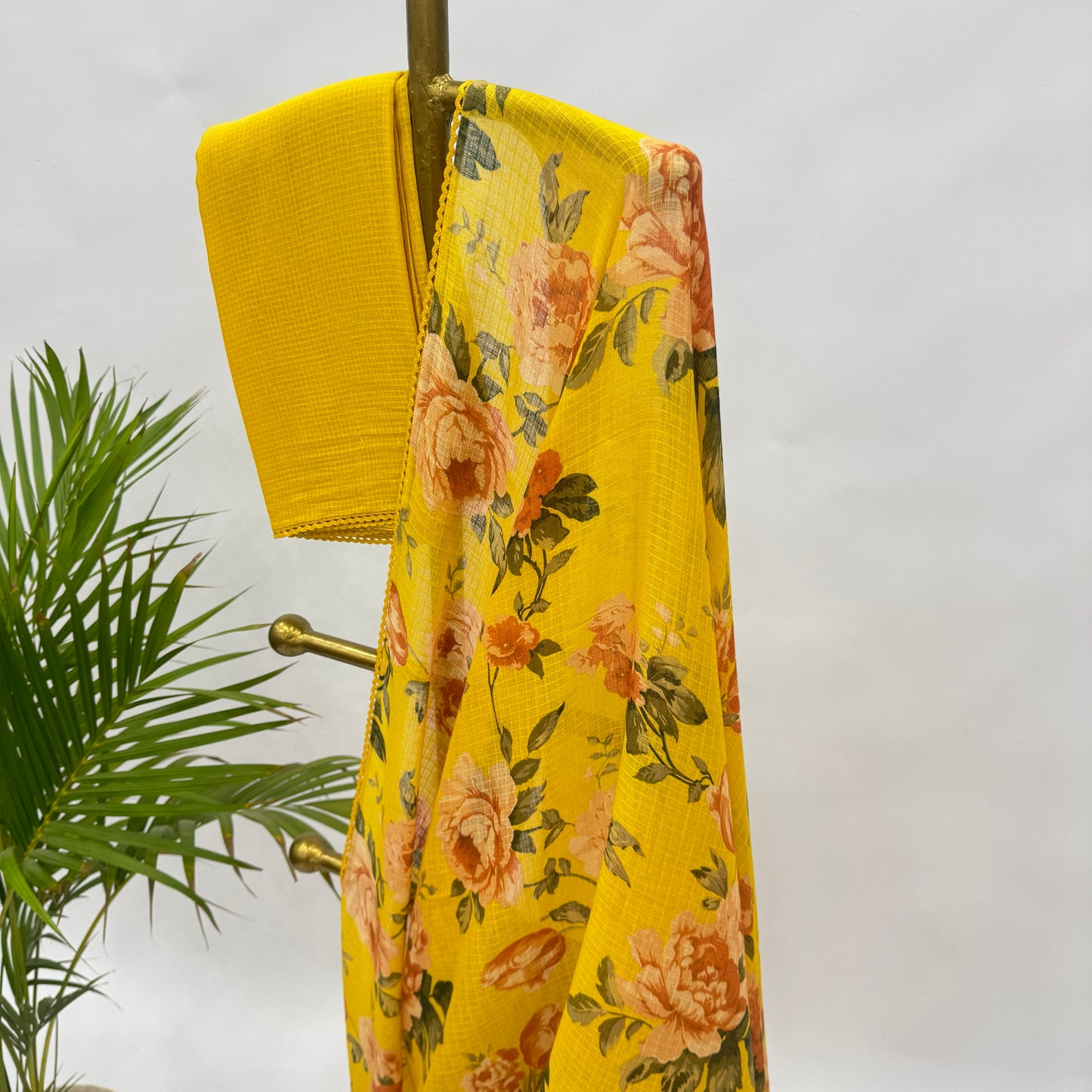 Yellow Flower Bunch Kota Saree