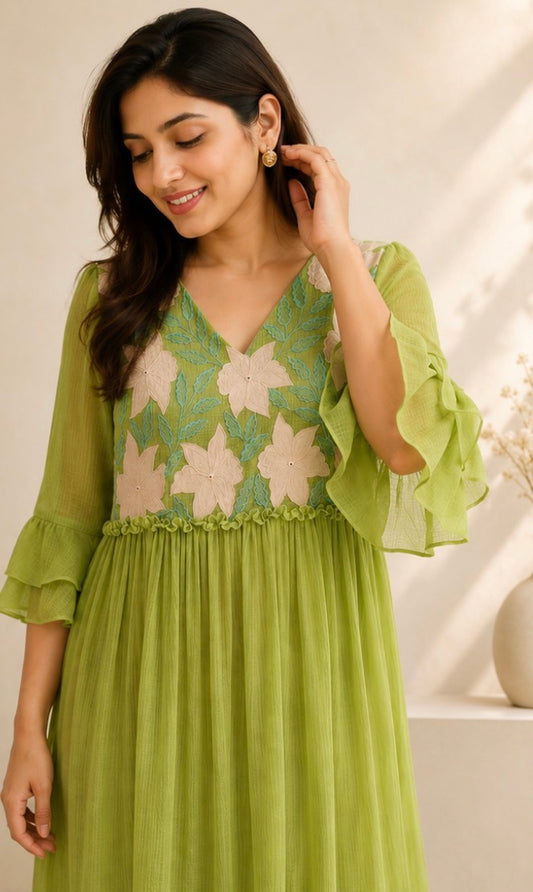 Green Kota cotton dress
