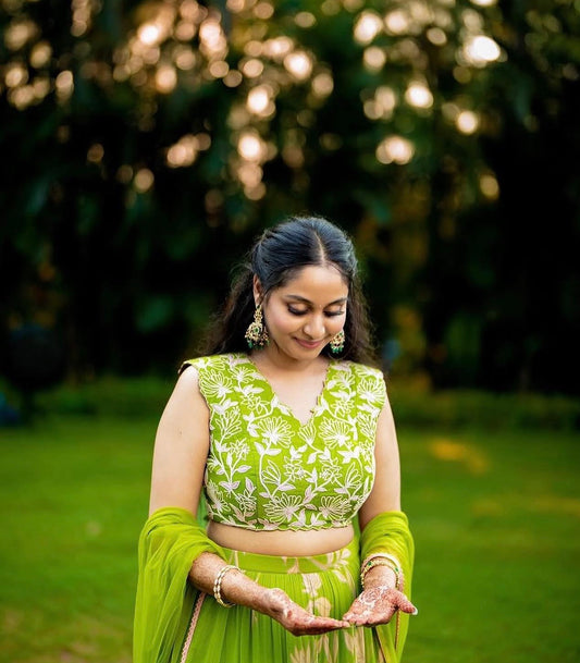 Lime Green Tiered gathered Skirt Set