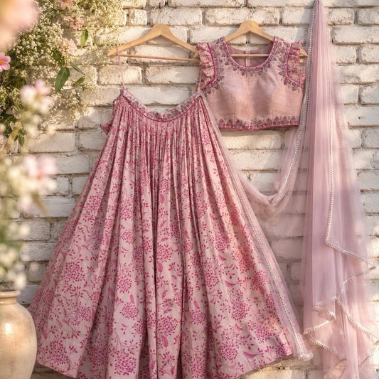 Blush Kumri Knot Embroidery Skirt Set