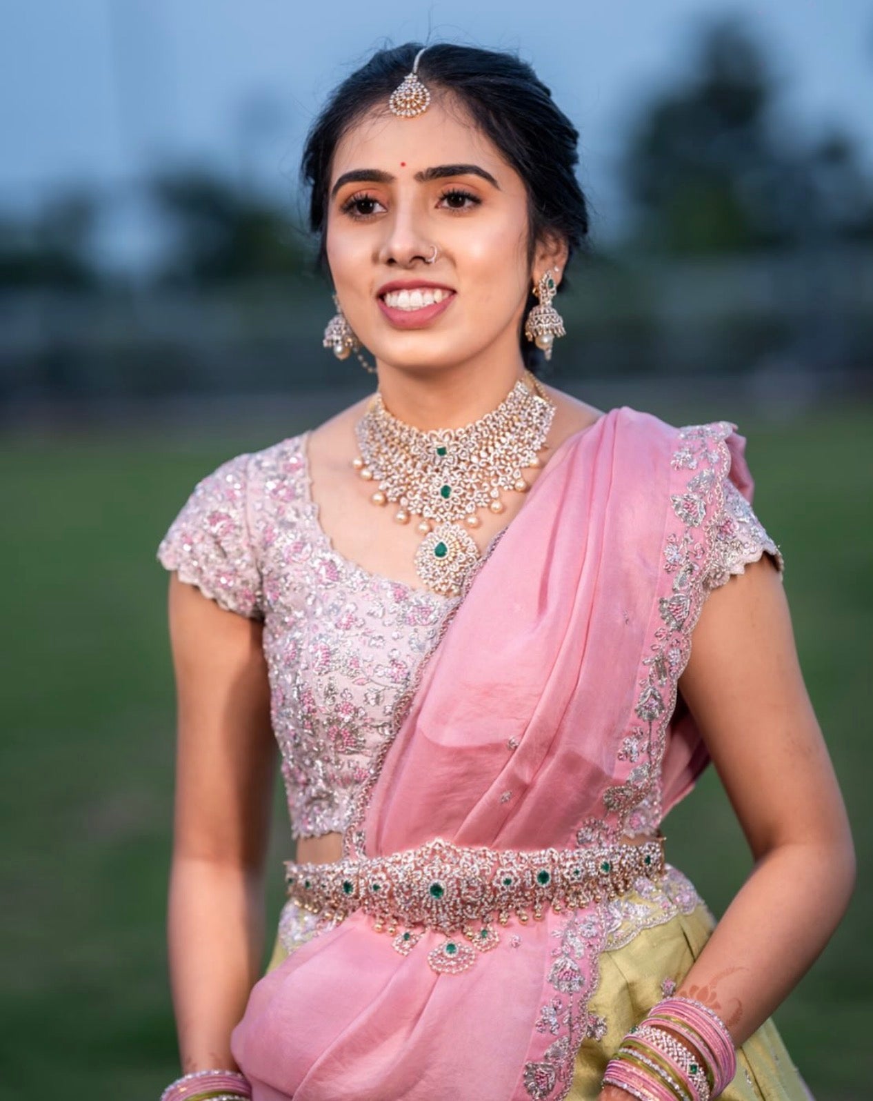Mint Green Small Flower Lehenga Set
