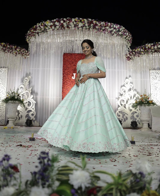 Blue Contemporary Bridal Gown