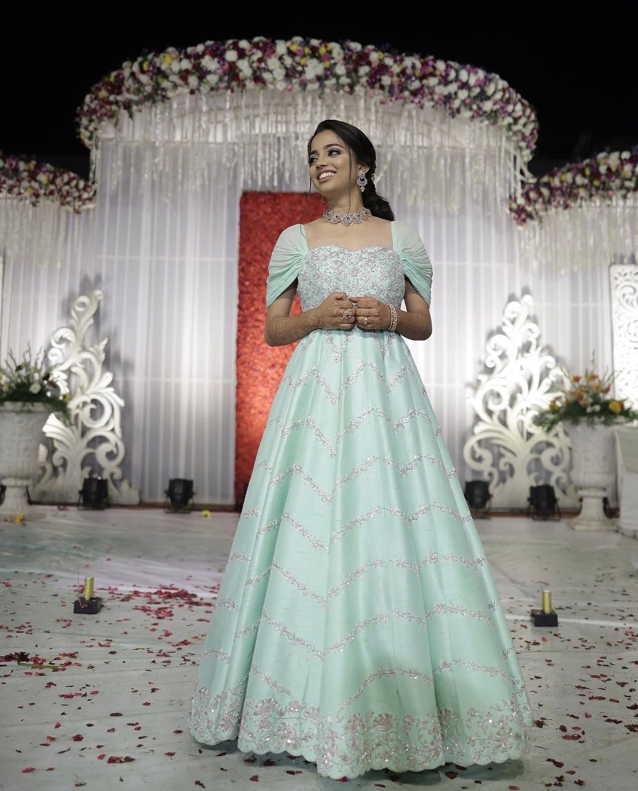 Blue Contemporary Bridal Gown