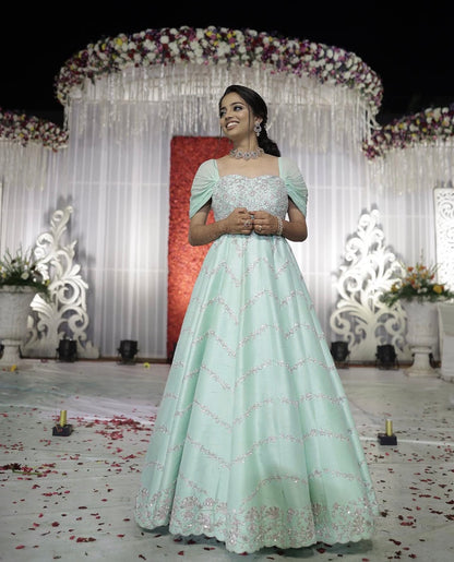 Blue Contemporary Bridal Gown