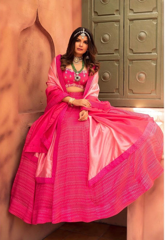 Hot Pink Stripes Skirt Set