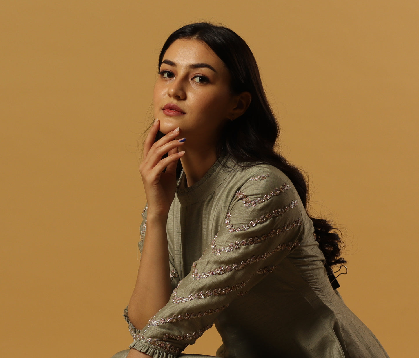 Sage green kurta set