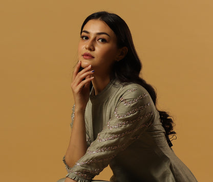 Sage green kurta set