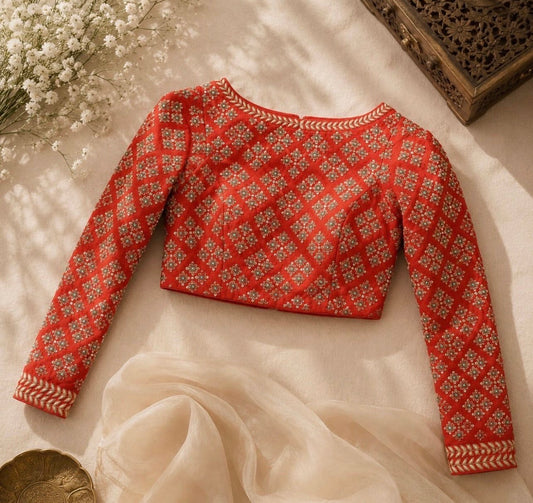 Orange 4 Dot Embroidered Blouse