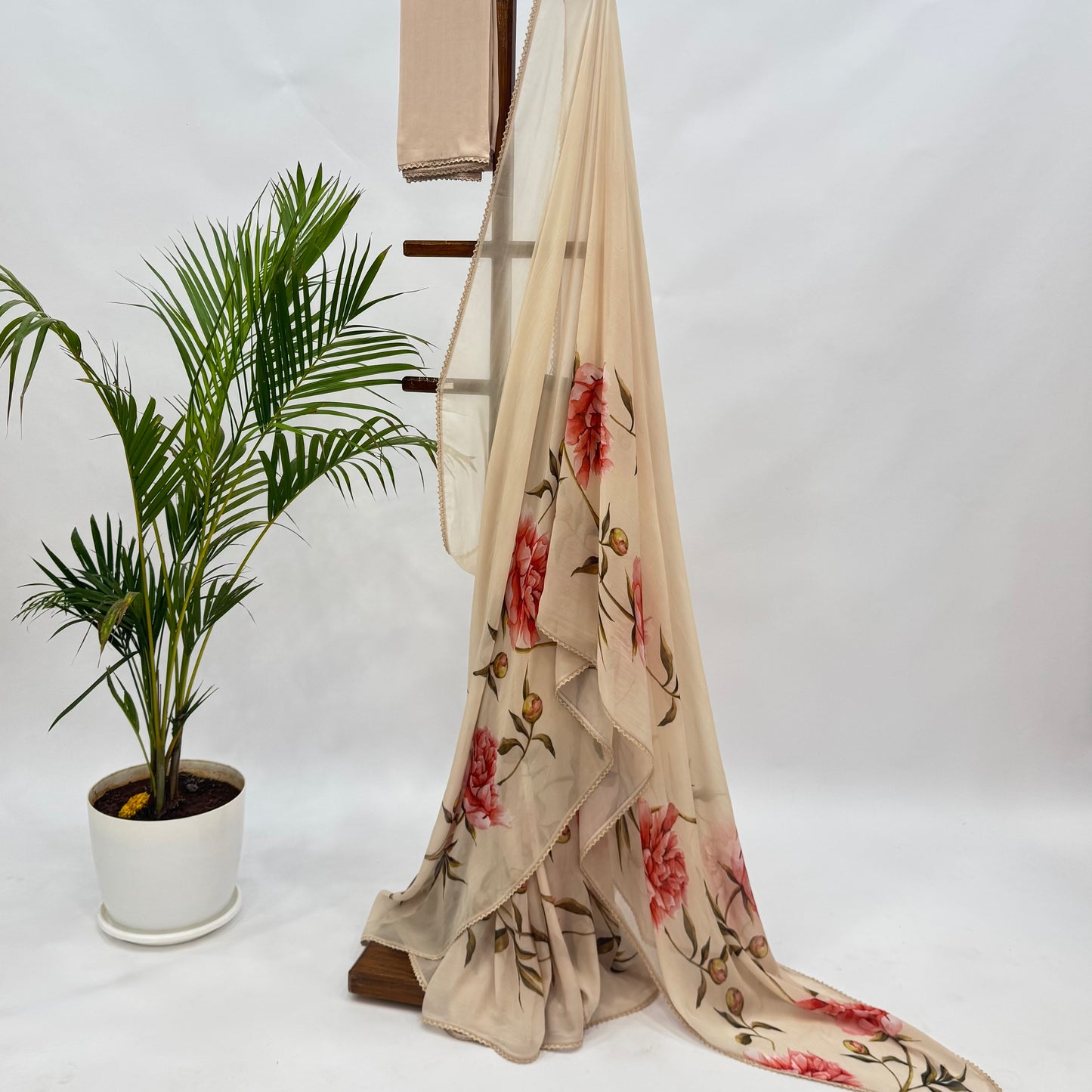Ivory Peonia Falling organza Saree