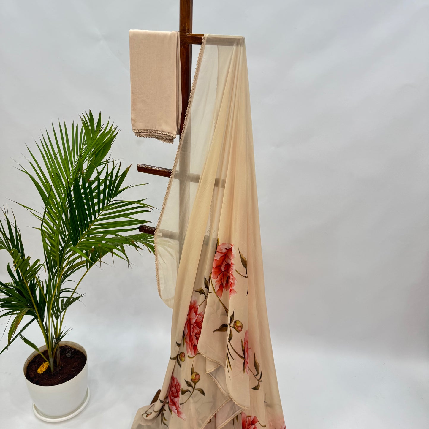Ivory Peonia Falling organza Saree