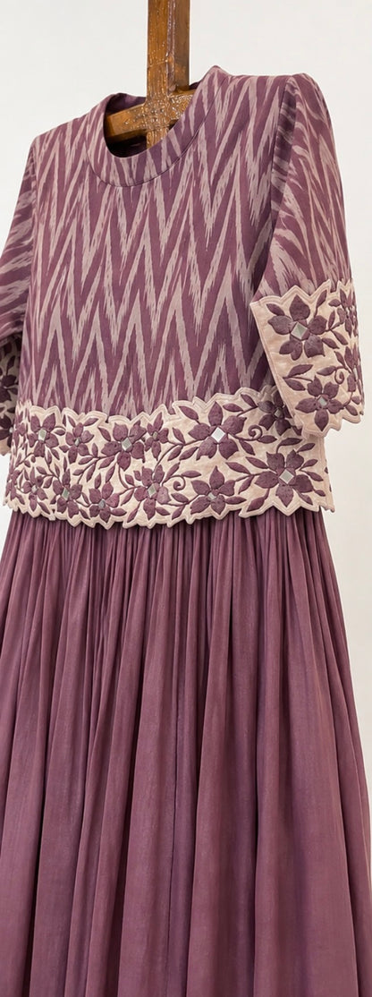 Mauve Attached Stripes Jakcet Dress