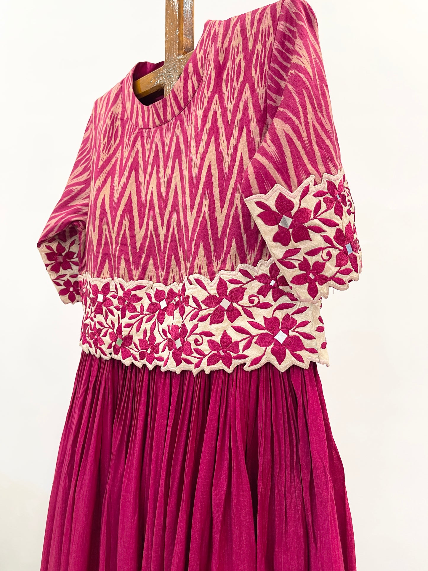 Burgundy Attached Stripes Jakcet Dress