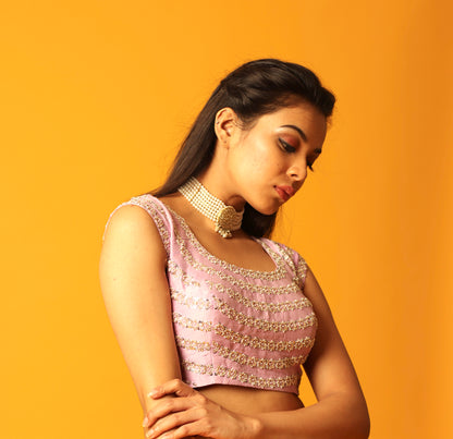 Lavender Geometrical Embroidered Blouse