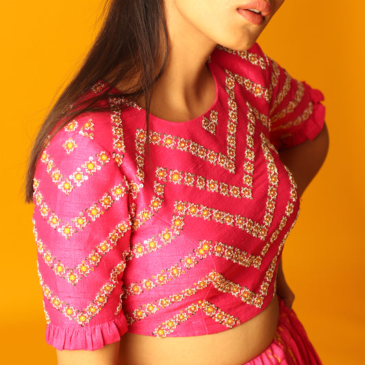 Hot Pink Geometrical Blouse