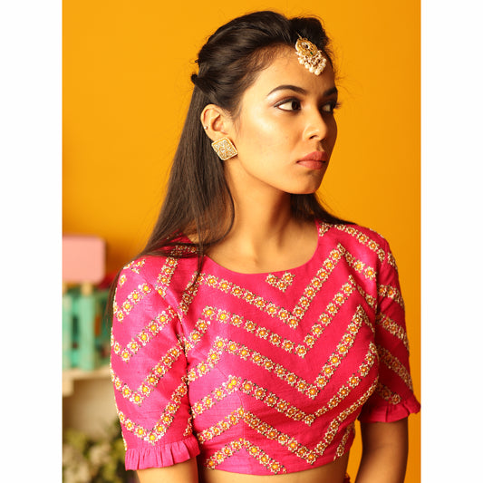 Hot Pink Geometrical Blouse