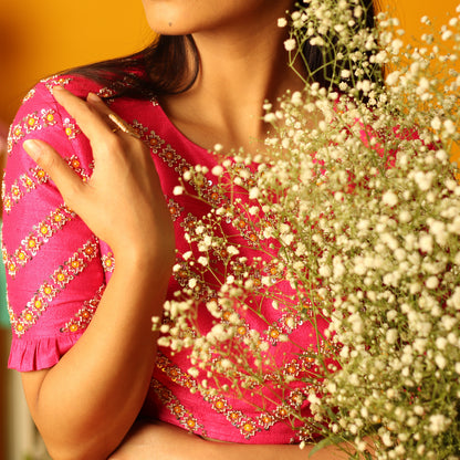 Hot Pink Geometrical Blouse