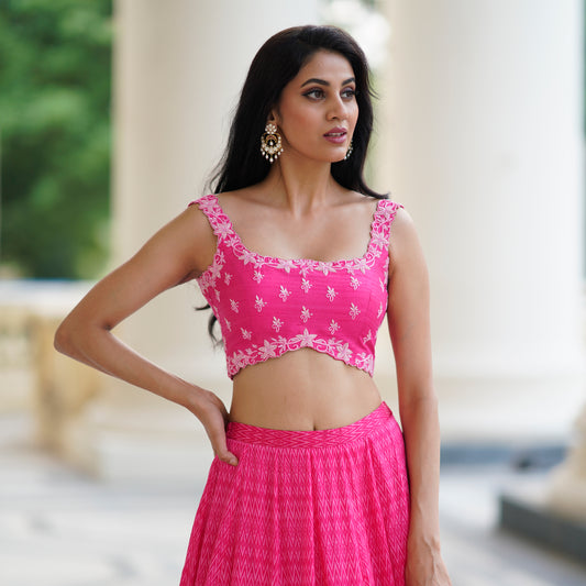 Hot Pink Thread Knot Blouse