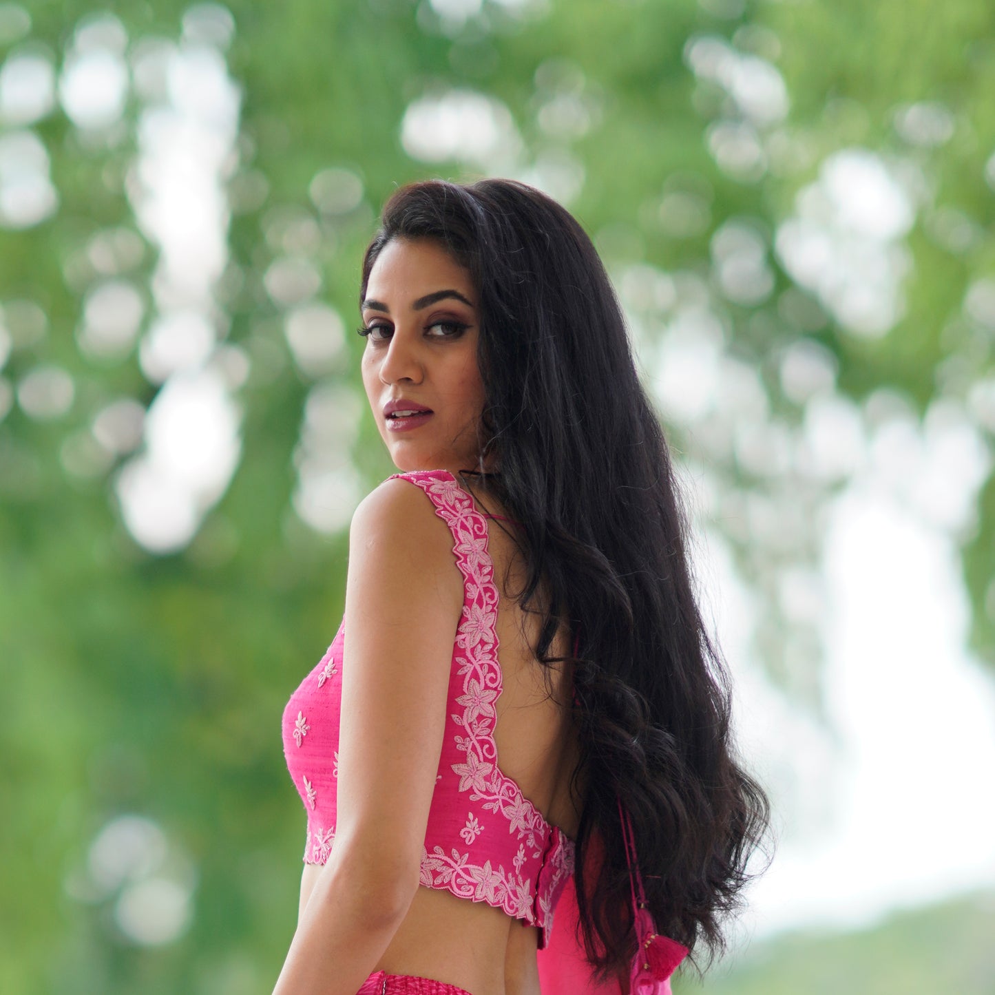 Hot Pink Thread Knot Blouse