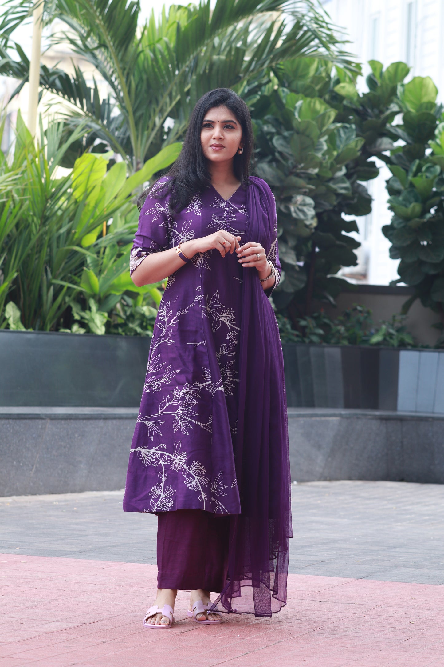 Purple foliole kurta set