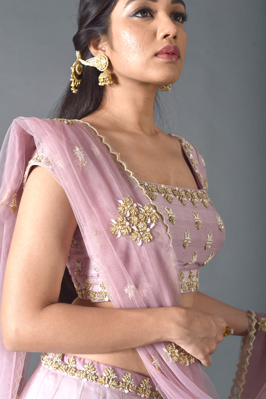 Lilac Knot Sequin Embroidery Blouse