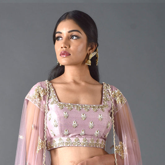 Lilac Knot Sequin Embroidery Blouse