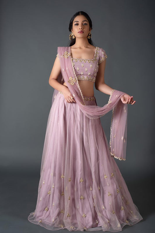 Lilac Knot Embroidery Dupatta