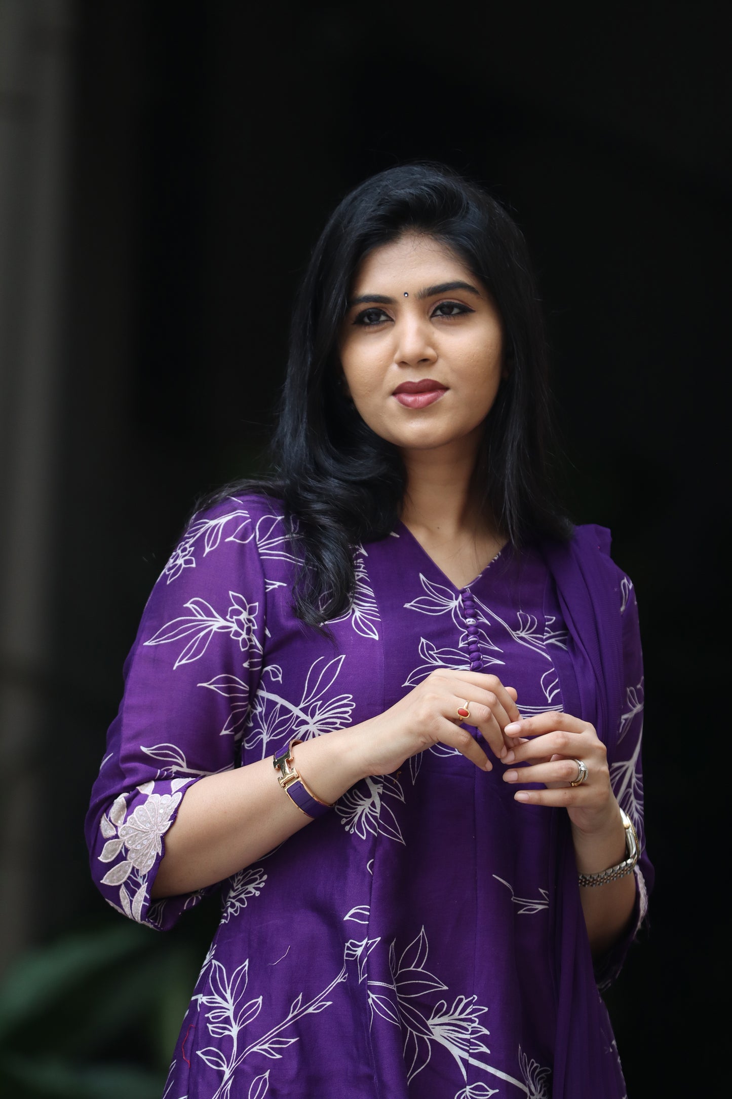 Purple foliole kurta set