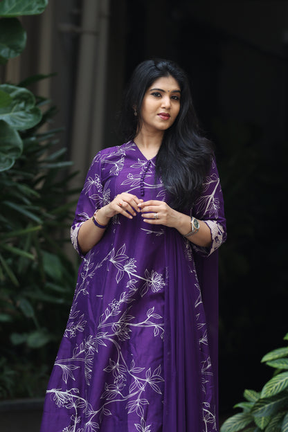 Purple foliole kurta set