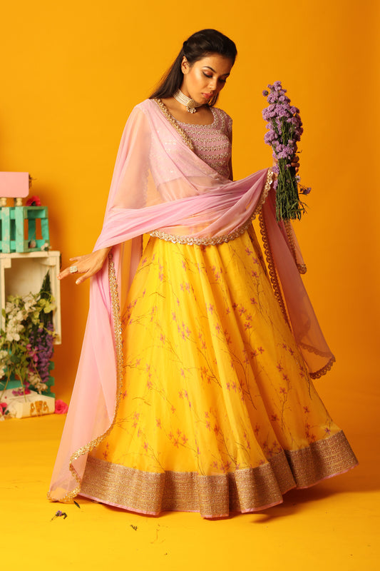 Yellow Bloom Skirt set