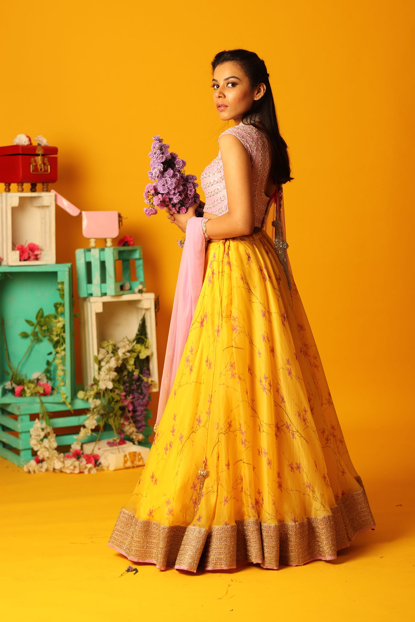 Yellow Bloom Skirt set
