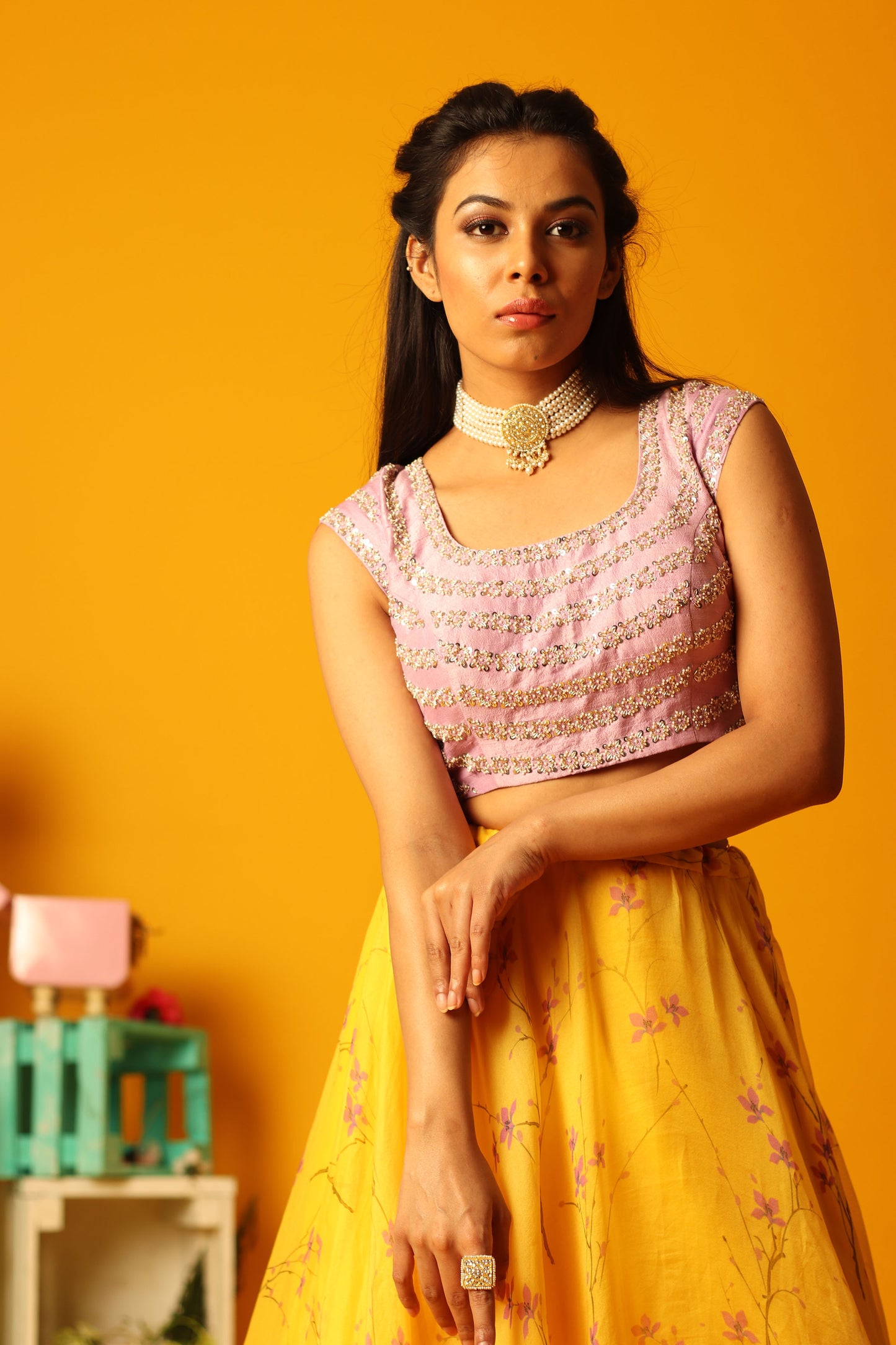 Yellow Bloom Skirt set