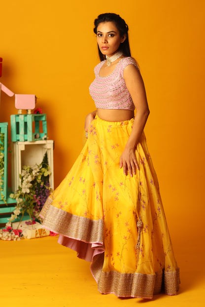 Yellow Bloom Skirt set