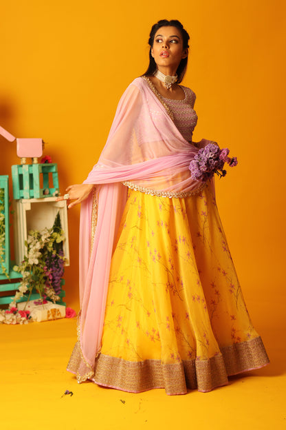 Yellow Bloom Skirt set