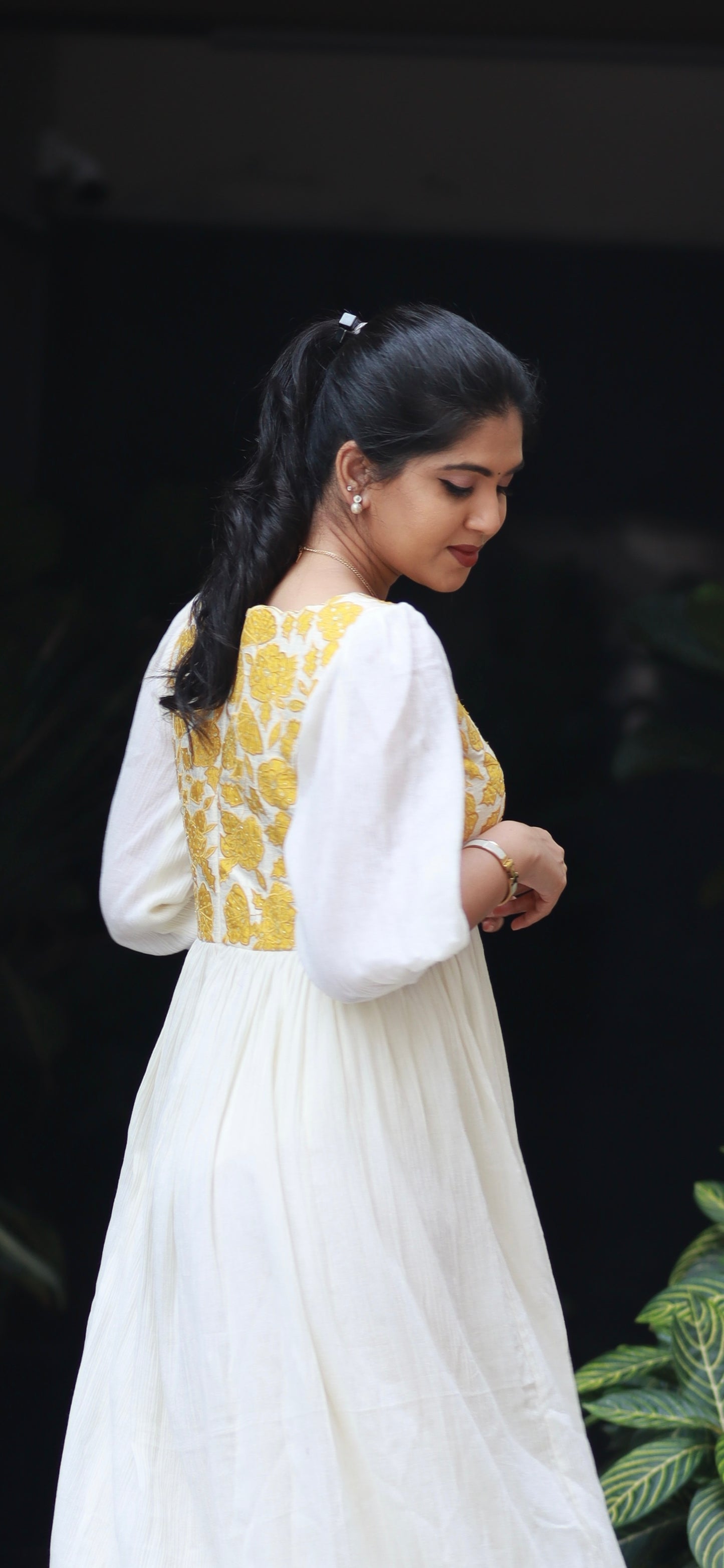 Applique crushed cotton dress