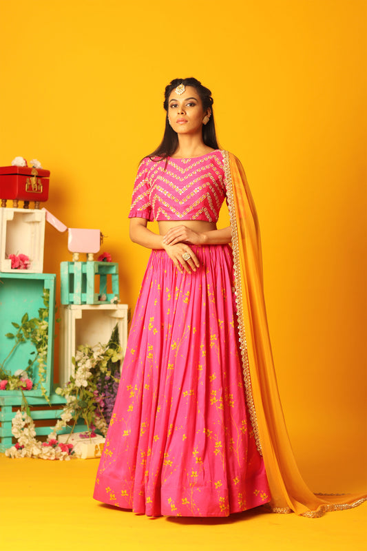 Hot Pink Stripes Skirt Set