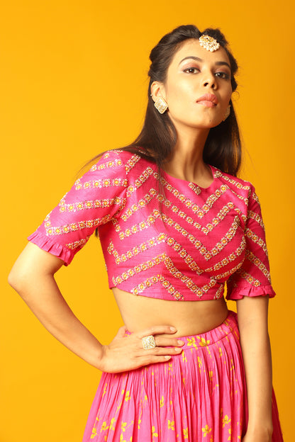 Hot Pink Stripes Skirt Set