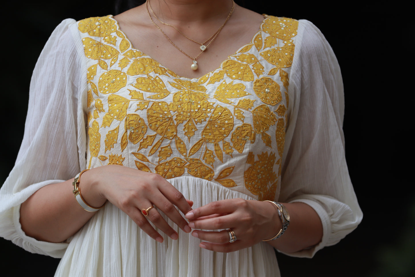 Applique crushed cotton dress