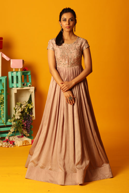 Old Rose Small Flower Floorlength