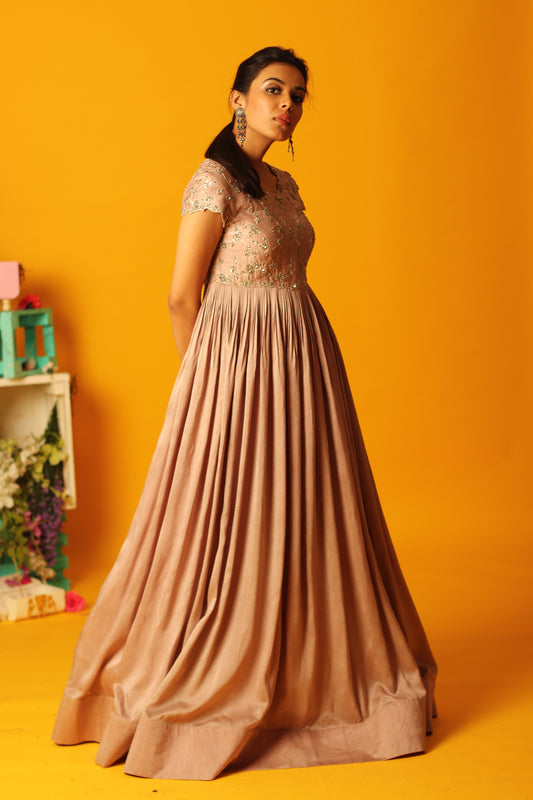 Old Rose Small Flower Floorlength
