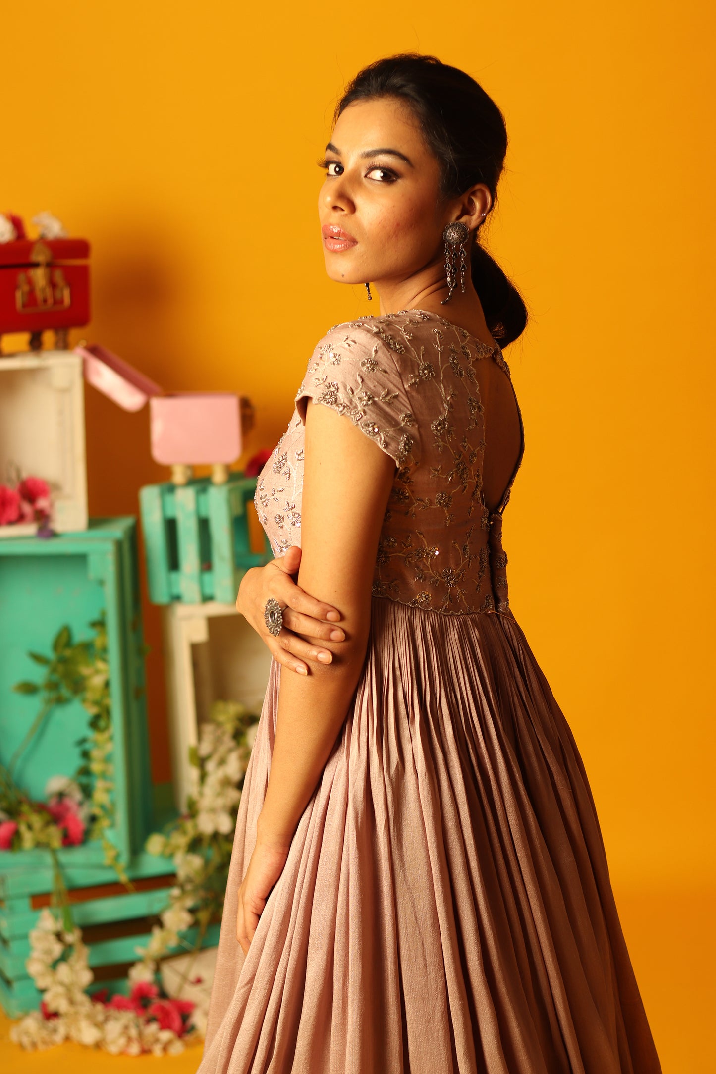 Old Rose Small Flower Floorlength