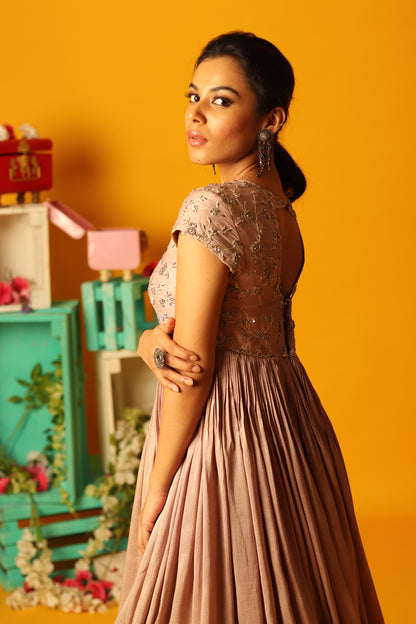 Old Rose Small Flower Floorlength