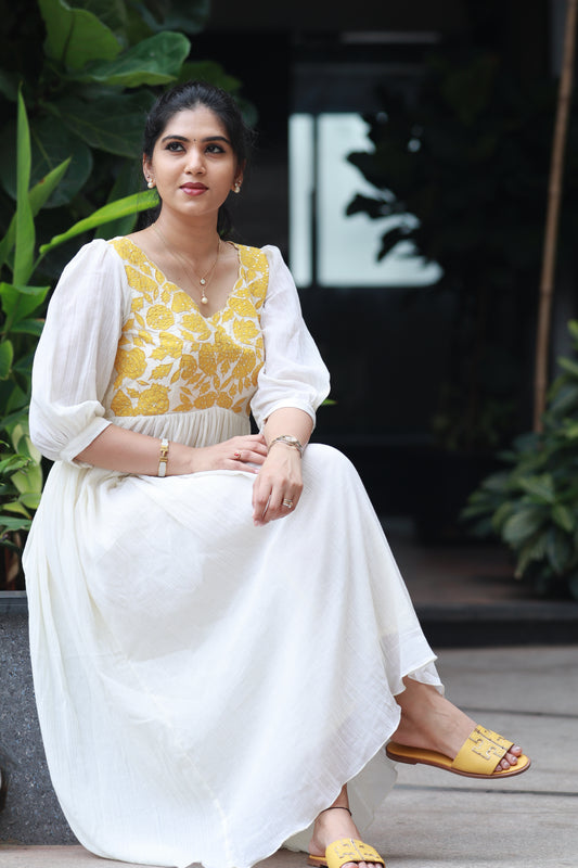 Applique crushed cotton dress