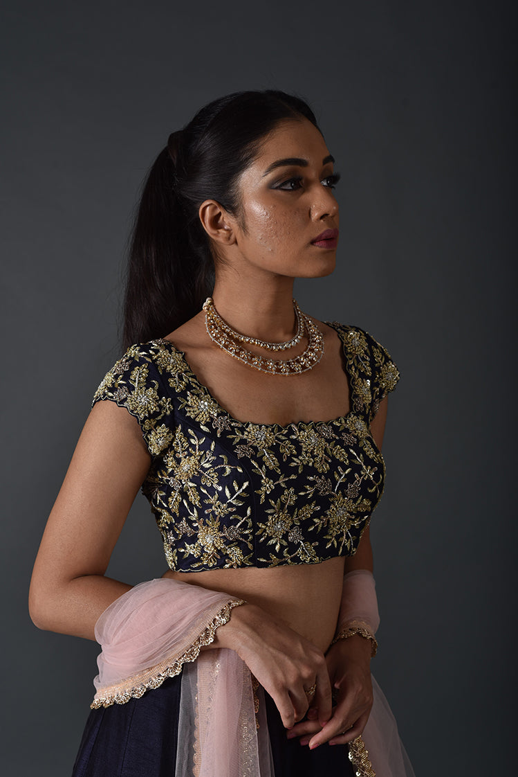 Dark blue lehenga