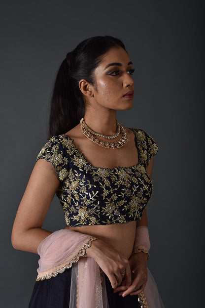 Dark blue lehenga