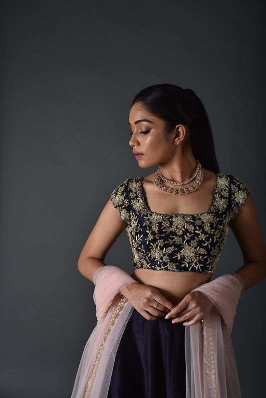 Dark blue lehenga