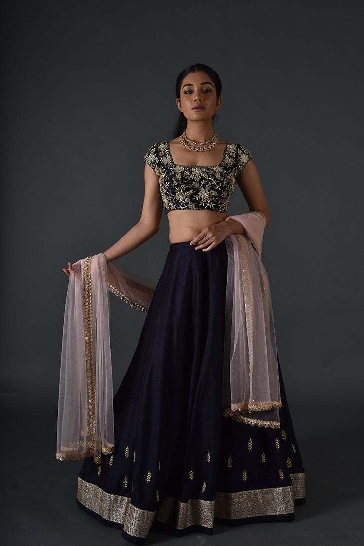 Dark blue lehenga
