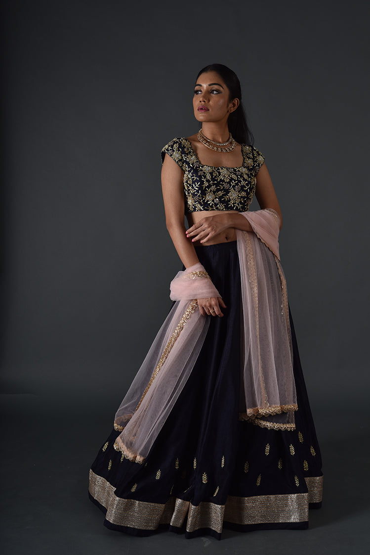 Dark blue lehenga