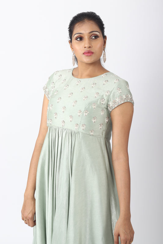 Sage Green Asymmetrical Kurta Set